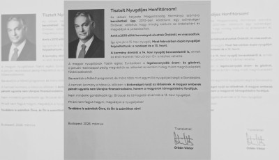 Ism&eacute;t t&ouml;bb milli&oacute; nyugd&iacute;jasnak k&uuml;ld k&ouml;zp&eacute;nzből kamp&aacute;ny&uuml;zenetet Orb&aacute;n