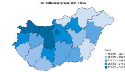 Budapesten 351 ezer forint a nett&oacute; &aacute;tlag kereset, Veszpr&eacute;mben 258 - Mutatjuk a megyei nett&oacute; j&ouml;vedelmeket