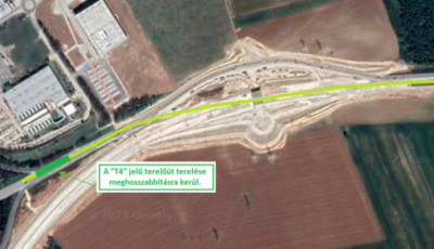 Meghosszabb&iacute;tott terelő&uacute;t Veszpr&eacute;m ir&aacute;ny&aacute;ba