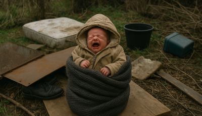 Kar&aacute;csonykor sz&uuml;lte meg &eacute;s hagyta mag&aacute;ra a kertj&uuml;kben kisbab&aacute;j&aacute;t egy p&aacute;pa k&ouml;rny&eacute;ki nő