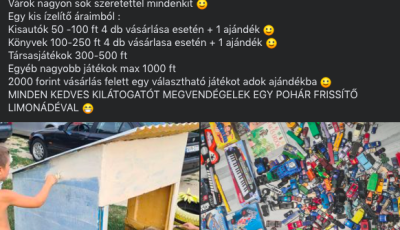 Eladja j&aacute;t&eacute;kait egy lit&eacute;ri kisfi&uacute;, limon&aacute;d&eacute;val k&eacute;sz&uuml;l a l&aacute;togat&oacute;knak