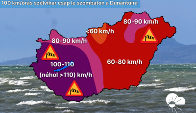 Cudar időnk lesz - 100-110 km/&oacute;r&aacute;s sz&eacute;lvihar j&ouml;het holnap