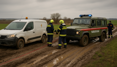 Elakadt a s&aacute;rban az &aacute;ramszolg&aacute;ltat&oacute; j&aacute;rműve Csabrendek k&uuml;lter&uuml;let&eacute;n