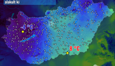A Bakonyban m&aacute;r &oacute;nos eső esik, h&eacute;tfőre -8 fokot esik a hőm&eacute;rs&eacute;klet