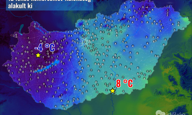 A Bakonyban m&aacute;r &oacute;nos eső esik, h&eacute;tfőre -8 fokot esik a hőm&eacute;rs&eacute;klet